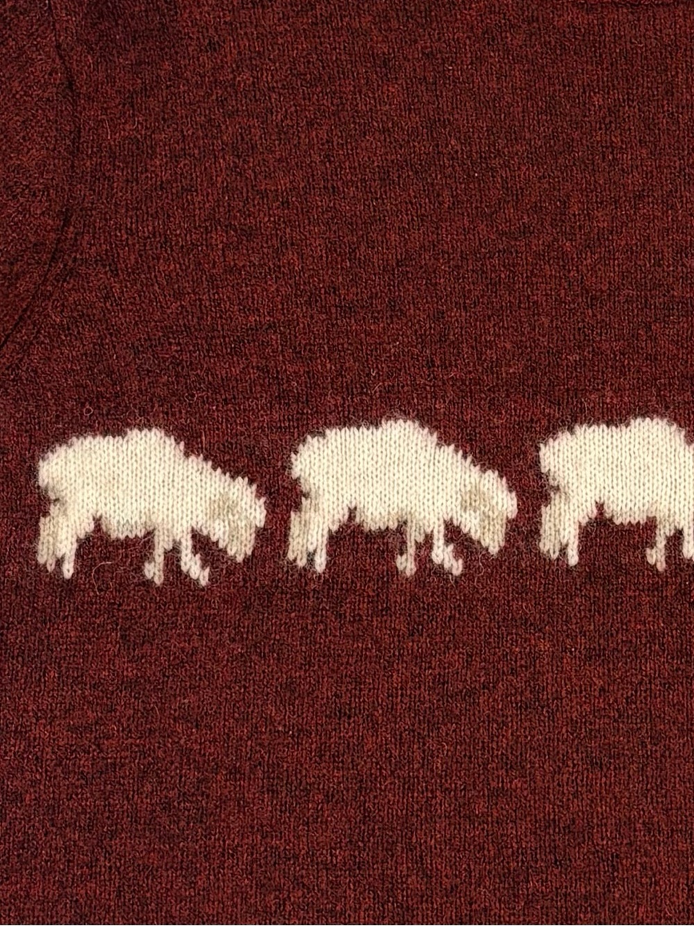WOOLRICH 100% Lambswool Sheep Crewneck Sweater Burgundy Medium - Picture 7 of 9